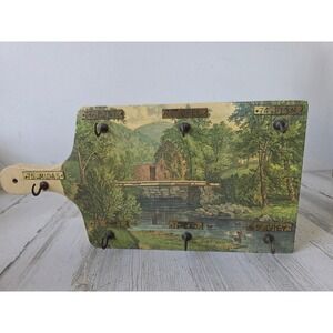 Vintage kitchen car key holder brass wooden duck cutting board unique Bridge